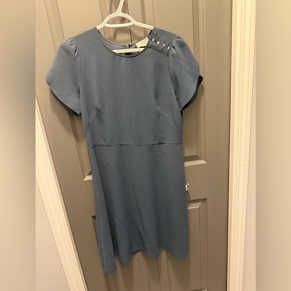 LOFT Slate Blue Short Sleeve Dress